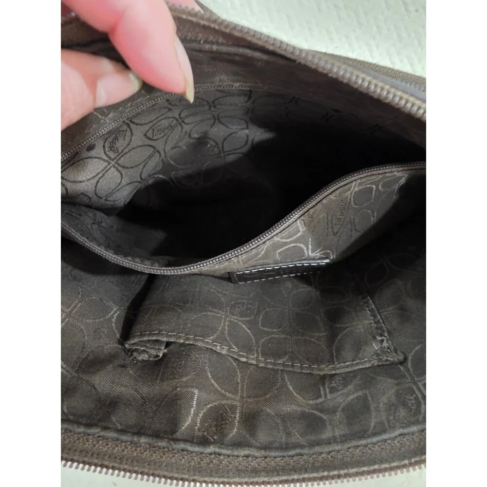 Vintage Fossil Crosstown Dark Brown Leather Crossbody Organizer Bag